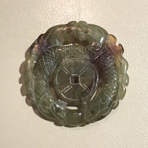 Vintage Chinese Dragon Pendant | Hand Carved Green Soapstone Jade Aesthetic